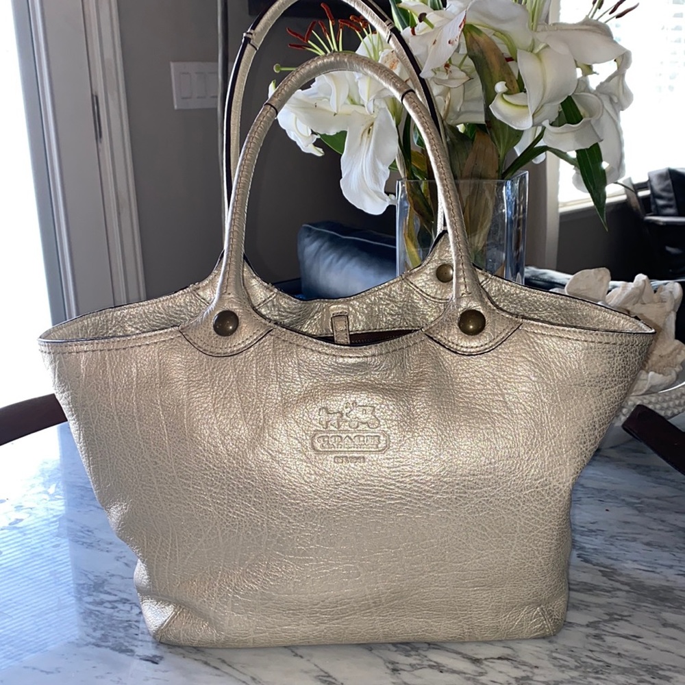 Coach Buttery Metallic Golden Leather Bag